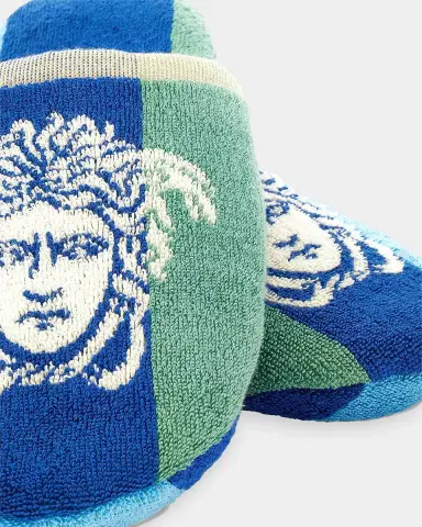 Versace Men's Medusa Stripe Jersey Slippers | Thumbnail 3