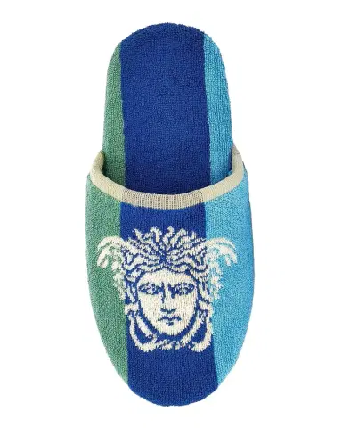 Versace Men's Medusa Stripe Jersey Slippers | Thumbnail 1