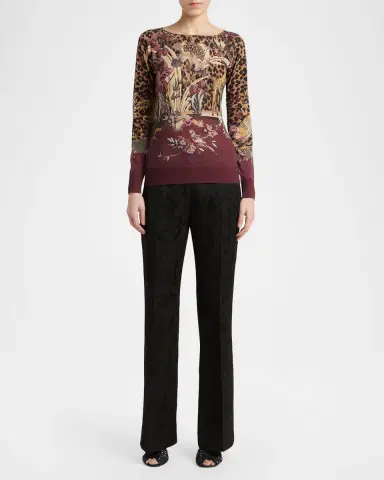 Etro Paisley-Print Silk-Cashmere Crewneck Sweater | Thumbnail 2