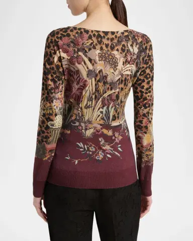 Etro Paisley-Print Silk-Cashmere Crewneck Sweater | Thumbnail 3