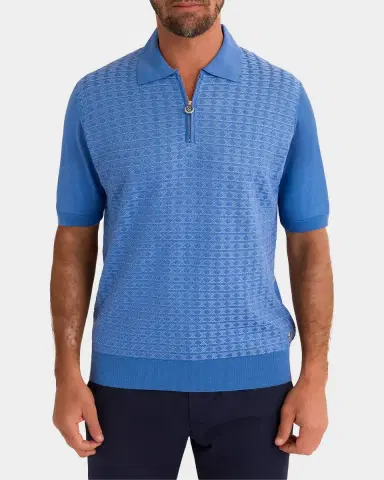 Stefano Ricci Men 's Geometric Knit Quarter-Zip Polo Shirt | Thumbnail 3 Stefano Ricci Men 's Geometric Knit Quarter-Zip Polo Shirt | Thumbnail 3