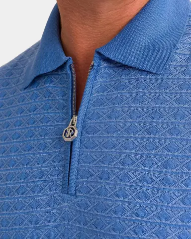 Stefano Ricci Men 's Geometric Knit Quarter-Zip Polo Shirt | Thumbnail 4 Stefano Ricci Men 's Geometric Knit Quarter-Zip Polo Shirt | Thumbnail 4