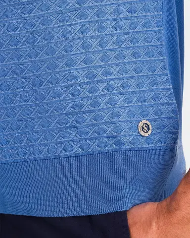 Stefano Ricci Men 's Geometric Knit Quarter-Zip Polo Shirt | Thumbnail 5 Stefano Ricci Men 's Geometric Knit Quarter-Zip Polo Shirt | Thumbnail 5