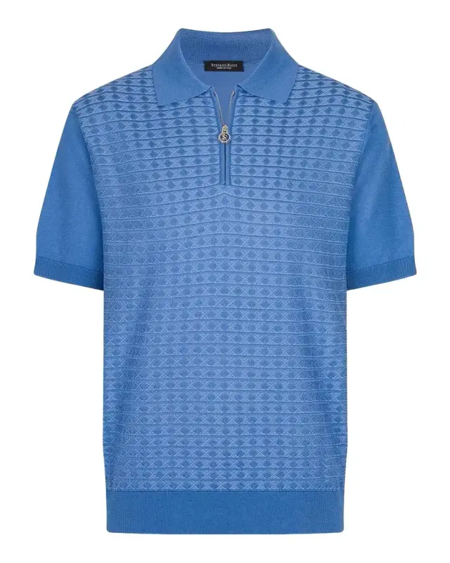 Stefano Ricci Men 's Geometric Knit Quarter-Zip Polo Shirt