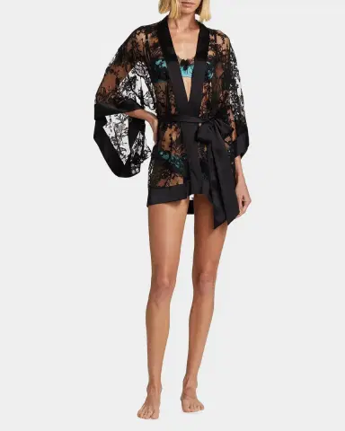 Kiki de Montparnasse Camille Floral Lace Kimono Robe | Thumbnail 2 Kiki de Montparnasse Camille Floral Lace Kimono Robe | Thumbnail 2