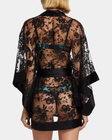 Kiki de Montparnasse Camille Floral Lace Kimono Robe | Thumbnail 3 Kiki de Montparnasse Camille Floral Lace Kimono Robe | Thumbnail 3