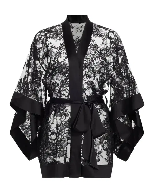 Kiki De Montparnasse Camille Floral Lace Kimono Robe