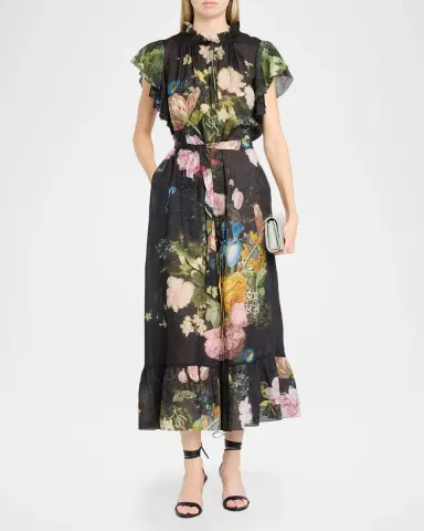 CYNTHIA ROWLEY Floral-Print Ramie Kaftan | Thumbnail 2 CYNTHIA ROWLEY Floral-Print Ramie Kaftan | Thumbnail 2