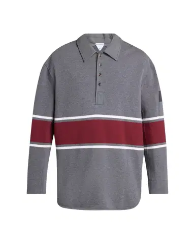 Bottega Veneta Men's Striped Cotton Fleece Polo Shirt | Thumbnail 1 Bottega Veneta Men's Striped Cotton Fleece Polo Shirt | Thumbnail 1