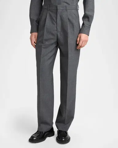 Jil Sander Men's Pinstripe Wool Straight-Leg Trousers | Thumbnail 4