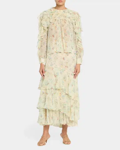 Ulla Johnson Delfina Long-Sleeve Silk Chiffon Blouse | Thumbnail 2