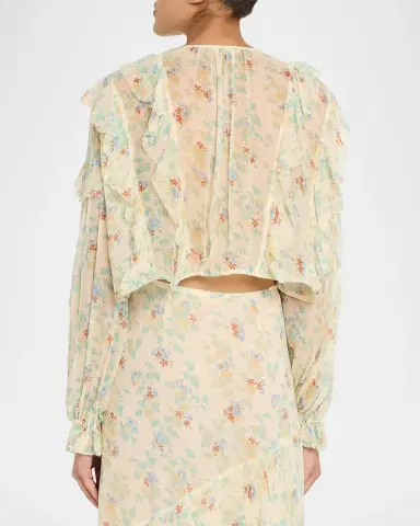 Ulla Johnson Delfina Long-Sleeve Silk Chiffon Blouse | Thumbnail 3