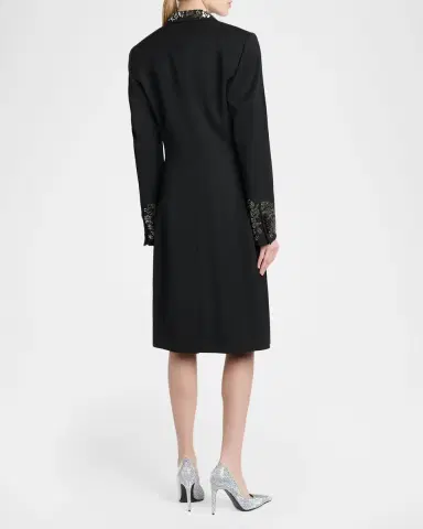 Alexander McQueen Floral Embroidered Grain De Poudre Wool Coat | Thumbnail 3 Alexander McQueen Floral Embroidered Grain De Poudre Wool Coat | Thumbnail 3