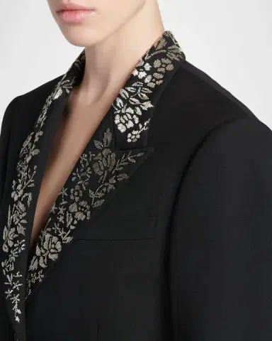 Alexander McQueen Floral Embroidered Grain De Poudre Wool Coat | Thumbnail 5 Alexander McQueen Floral Embroidered Grain De Poudre Wool Coat | Thumbnail 5