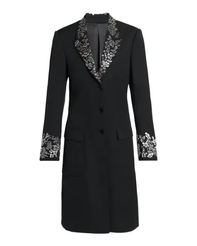 Alexander McQueen Floral Embroidered Grain De Poudre Wool Coat | Thumbnail 1 Alexander McQueen Floral Embroidered Grain De Poudre Wool Coat | Thumbnail 1