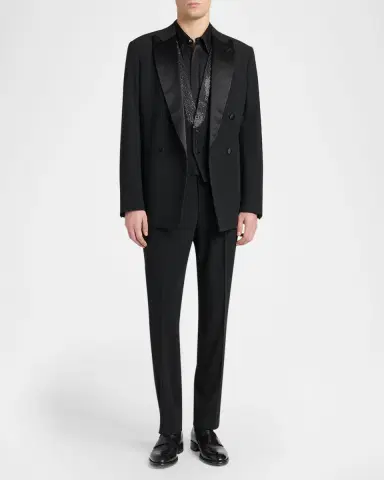 Giorgio Armani Men's Printed Silk Button-Front Shirt | Thumbnail 2