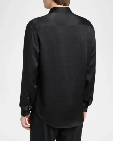 Giorgio Armani Men's Printed Silk Button-Front Shirt | Thumbnail 3
