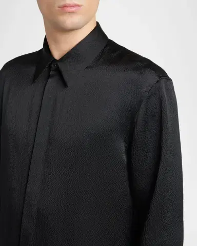 Giorgio Armani Men's Printed Silk Button-Front Shirt | Thumbnail 5