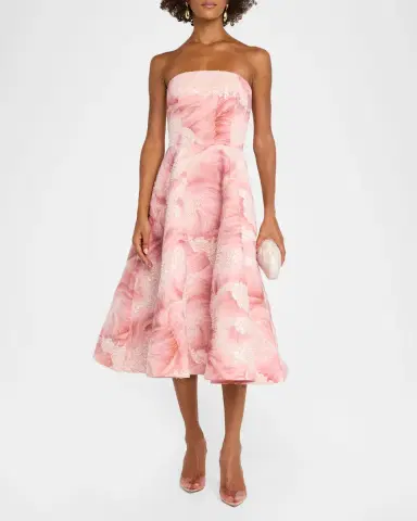 HELSI Vivi Strapless Floral Sequin Beaded Midi Dress | Thumbnail 2