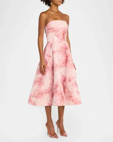 HELSI Vivi Strapless Floral Sequin Beaded Midi Dress | Thumbnail 4