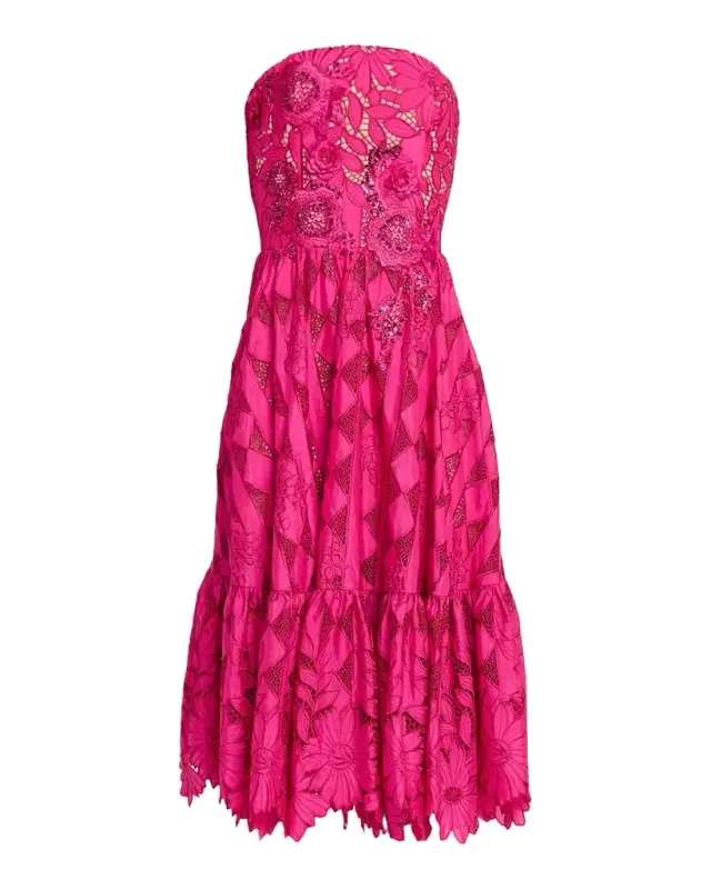 HELSI Candace Strapless Floral Lace Bustier Dress
