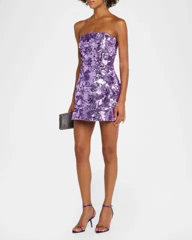 HELSI Linda Strapless Floral Sequin A-Line Mini Dress | Thumbnail 3 HELSI Linda Strapless Floral Sequin A-Line Mini Dress | Thumbnail 3