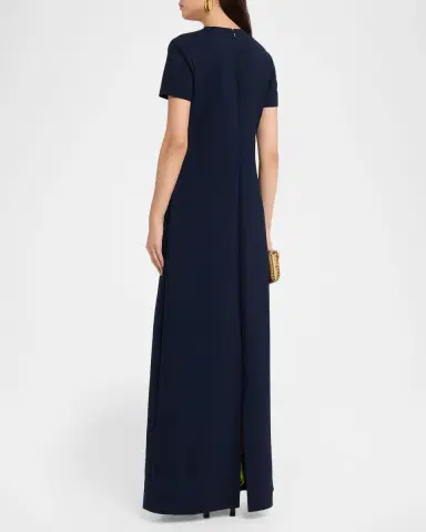 Oscar de la Renta Floral Beaded Short-Sleeve A-Line Gown | Thumbnail 3 Oscar de la Renta Floral Beaded Short-Sleeve A-Line Gown | Thumbnail 3