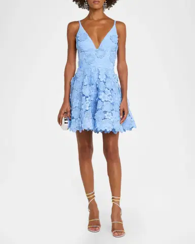 HELSI Blake Plunging Neck Floral Flared Mini Dress | Thumbnail 2 HELSI Blake Plunging Neck Floral Flared Mini Dress | Thumbnail 2