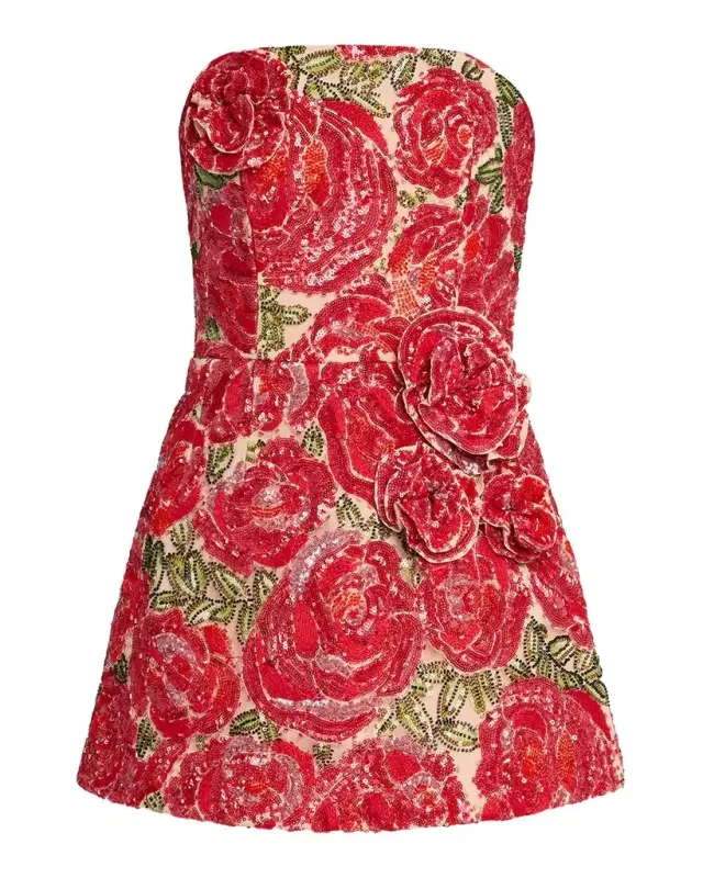 HELSI Caprice Strapless 3D Floral A-lIne Mini Dress
