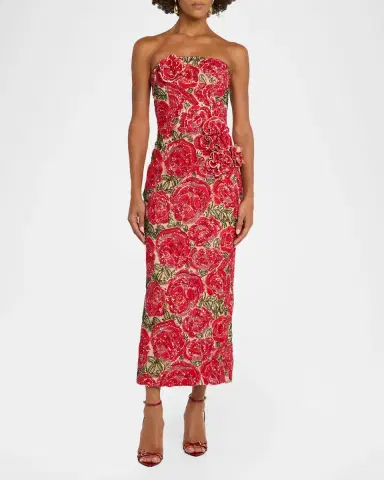 HELSI Victoria 3D Strapless Floral Sequin Gown | Thumbnail 2