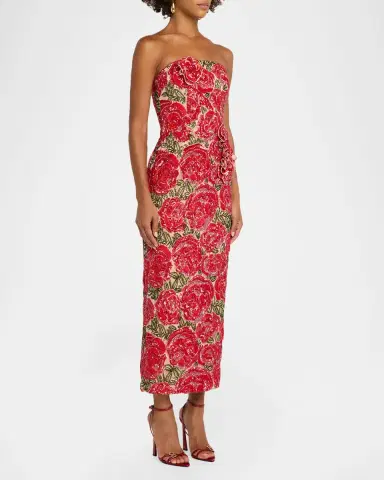HELSI Victoria 3D Strapless Floral Sequin Gown | Thumbnail 4