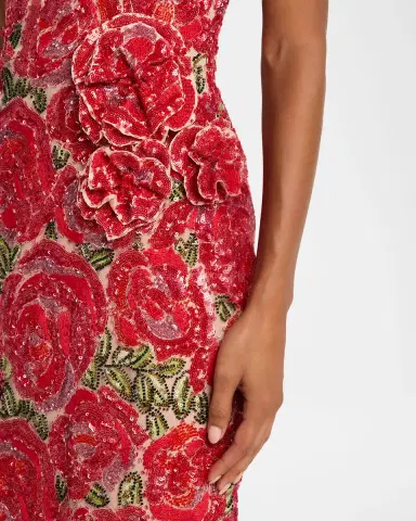 HELSI Victoria 3D Strapless Floral Sequin Gown | Thumbnail 5