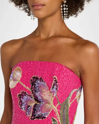 HELSI Frida Floral Applique Strapless Beaded Mini Dress | Thumbnail 5