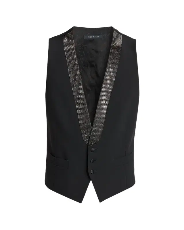 Giorgio Armani Men 's Crystal-Embellished Wool-Blend Vest