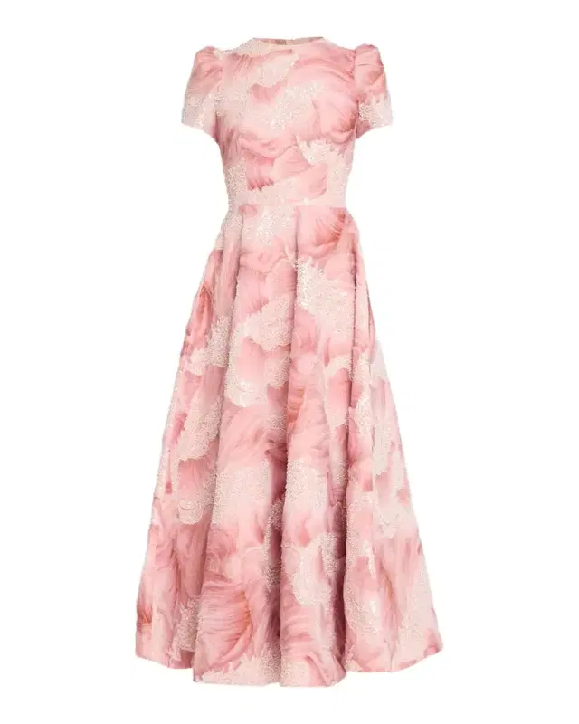 HELSI Eleanor Puff-Sleeve Fit & Flare Floral Gown