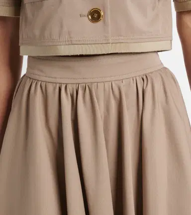 Patou Gathered cotton gabardine midi skirt | Thumbnail 3