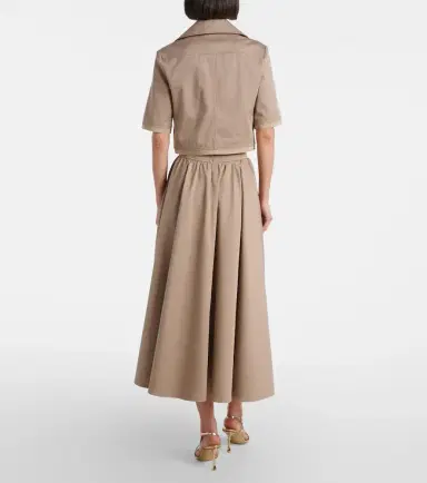 Patou Gathered cotton gabardine midi skirt | Thumbnail 4