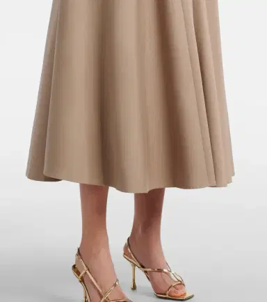 Patou Gathered cotton gabardine midi skirt | Thumbnail 5