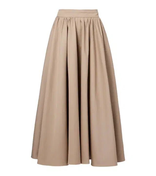 Patou Gathered cotton gabardine midi skirt
