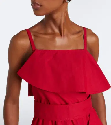 Proenza Schouler Reign ruffled cotton-blend midi dress | Thumbnail 2