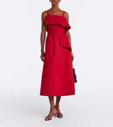 Proenza Schouler Reign ruffled cotton-blend midi dress | Thumbnail 3