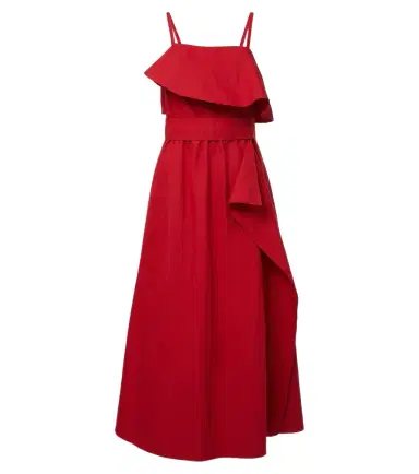 Proenza Schouler Reign ruffled cotton-blend midi dress | Thumbnail 1