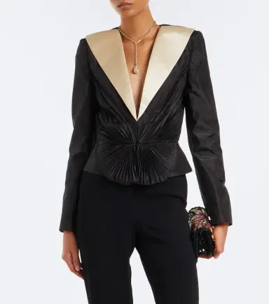 Valentino Plissé silk taffeta blazer | Thumbnail 2 Valentino Plissé silk taffeta blazer | Thumbnail 2