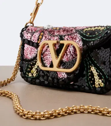 Valentino Garavani Locò Small embellished satin shoulder bag | Thumbnail 3