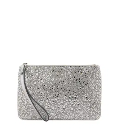 Valentino Garavani VLogo Swarovski-embellished leather pouch | Thumbnail 1 Valentino Garavani VLogo Swarovski-embellished leather pouch | Thumbnail 1