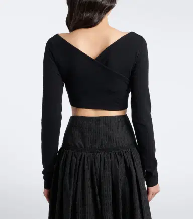 Alaïa Alaïa Cotton-blend crêpe wrap top | Thumbnail 2