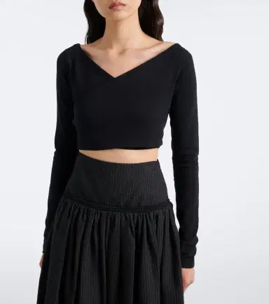 Alaïa Alaïa Cotton-blend crêpe wrap top | Thumbnail 3