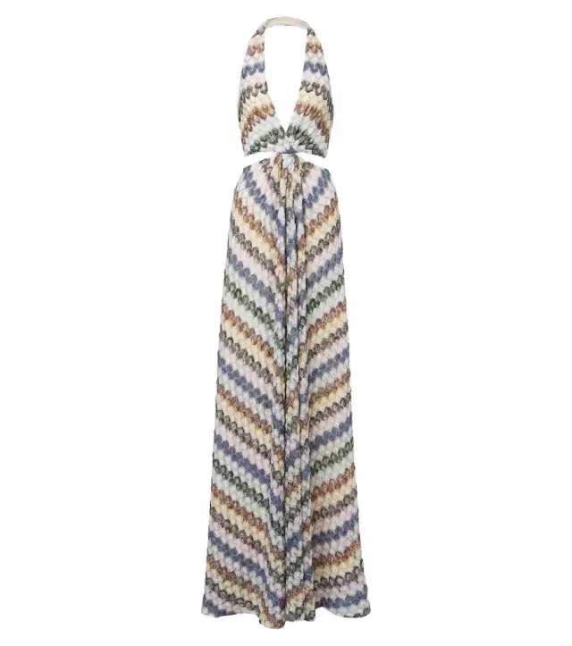 Missoni Zigzag cutout lamé maxi dress