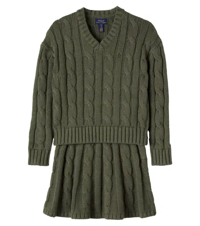 Polo Ralph Lauren Kids Cable-knit cotton sweater and skirt set