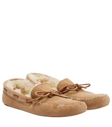 The Row Lucca shearling-trimmed suede boat shoes | Thumbnail 1 The Row Lucca shearling-trimmed suede boat shoes | Thumbnail 1